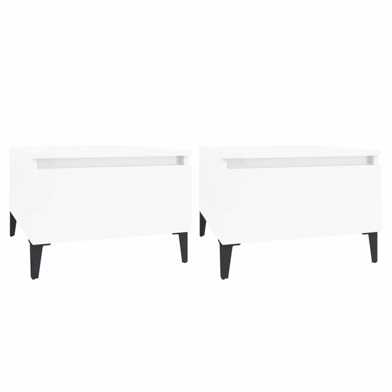 Berkfield Home Set of 2 High Gloss White Side Tables, W/D/H: 50 x 46 x 35 cm