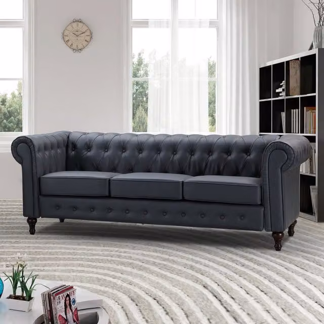 Artemis Home Richland 3 Seat Chesterfield Sofa in Grey – 1