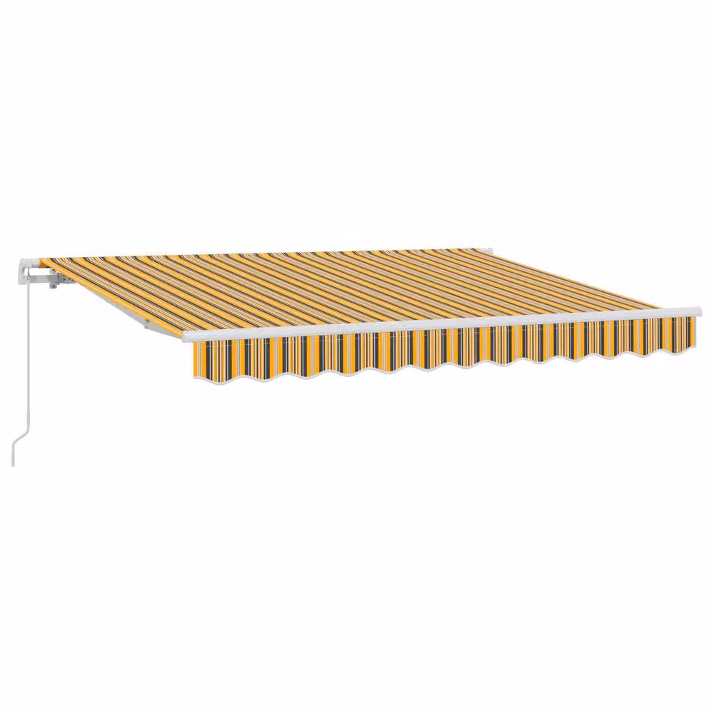 Berkfield Home Manual Retractable Striped Awning in Yellow and Grey, W: 300 cm, D: 200 cm – 2