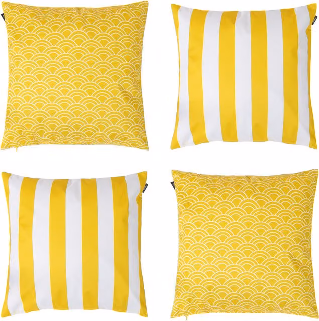 Veeva Yellow Striped Square Outdoor Cushion Set of 4