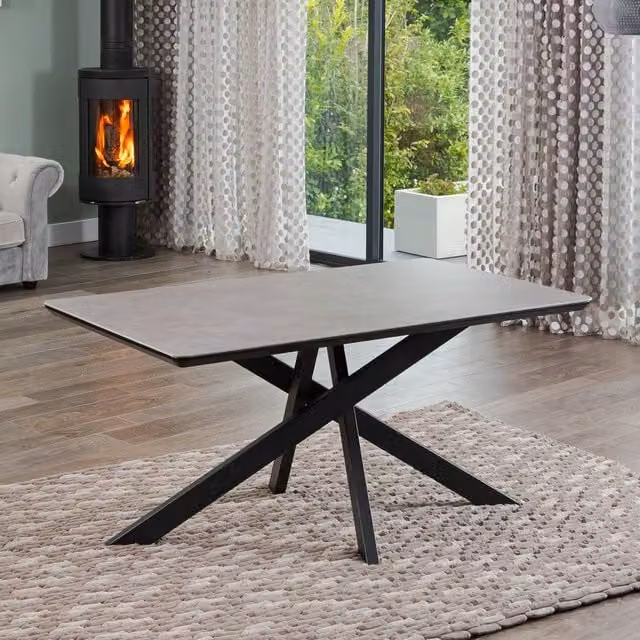Artemis Home Farnese 160cm Rectangular Stone Dining Table in Grey and Black