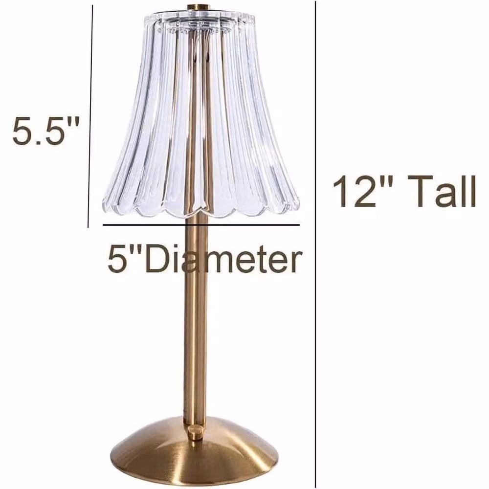 PAWNORA Modern LED Table Lamp in Gold/Brass with USB Rechargeable Battery and Touch Control – 2