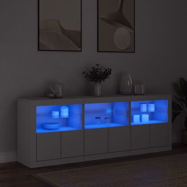 Berkfield Home Modern White Sideboard with Integrated LED Lights W/D/H: 181.5 x 37 x 67 cm – 1