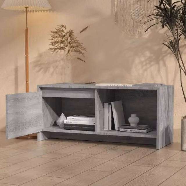 Berkfield Home Grey Sonoma TV Cabinet in Engineered Wood W/D/H: 90 x 35 x 40 cm