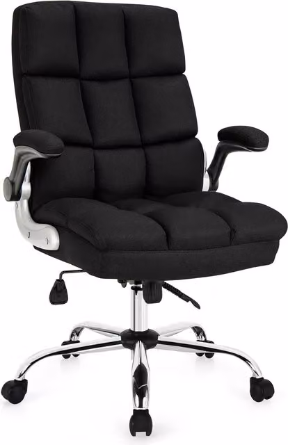 Costway Modern Black Executive Chair with Headrest, Armrests and Height Adjustment