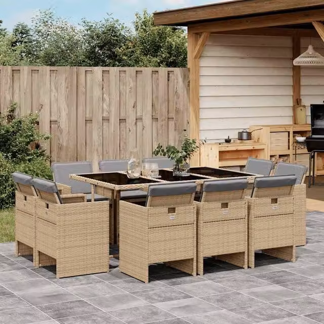 Berkfield Home Garden Dining Set in Beige and Black