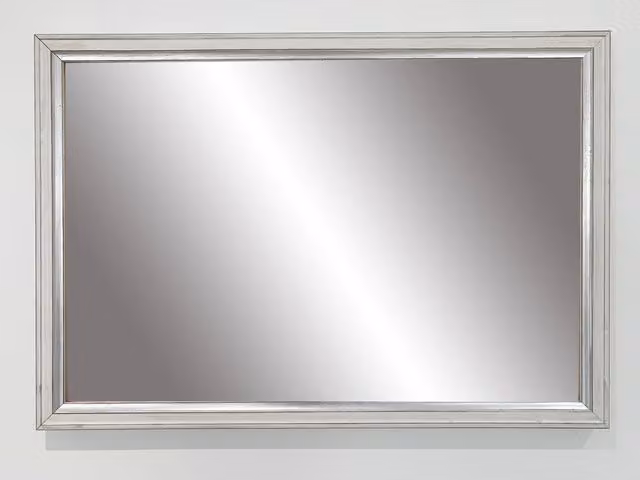 Benjamin Tate Design LTD Modern Rectangular White Wall Mirror with Silver Glass, 61 x 61 cm