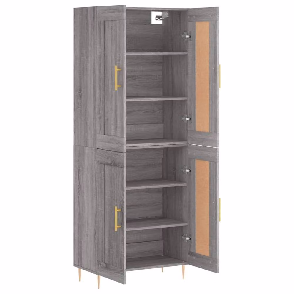 Berkfield Home Grey Sonoma Highboard with Hinged Doors and Internal Shelves, W/D/H: 69.5 x 34 x 180 cm – 3