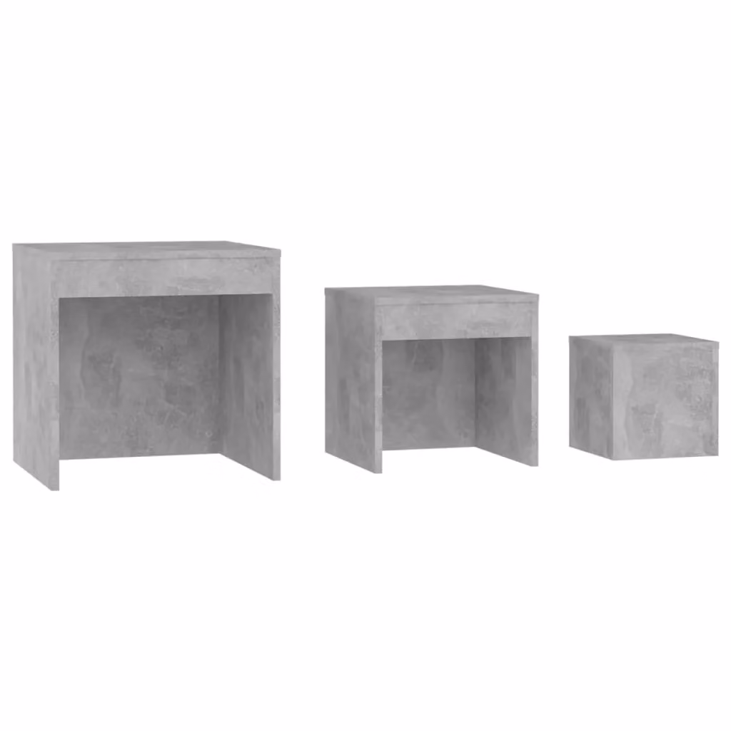 Berkfield Home Nesting Tables, 3 Piece Set in Concrete Grey Engineered Wood – 3