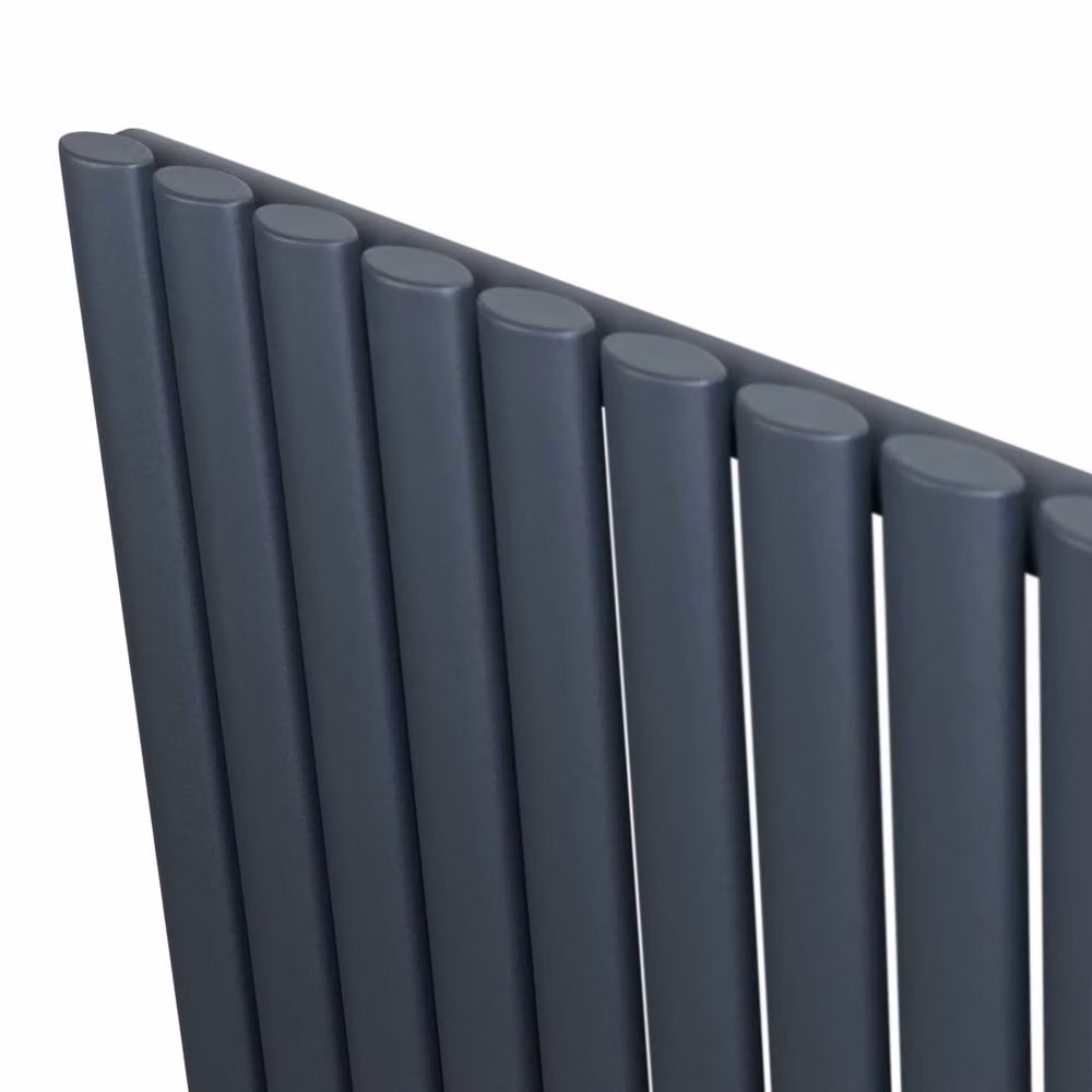 Monstershop Oval Single Column Steel Radiator in Anthracite Grey, H: 180 cm, W: 36 cm – 7