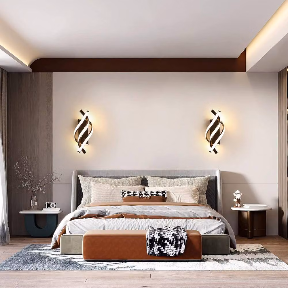 Goeco LED Curved Wall Lamp in Black with Warm White 3000K Light – 5