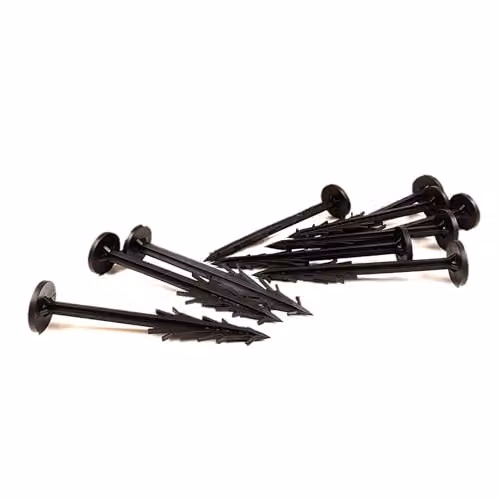 PegDev Heavy Duty 6 inch Black Plastic Landscaping Pegs for Weed Control Membrane, Pack of 25 – 1