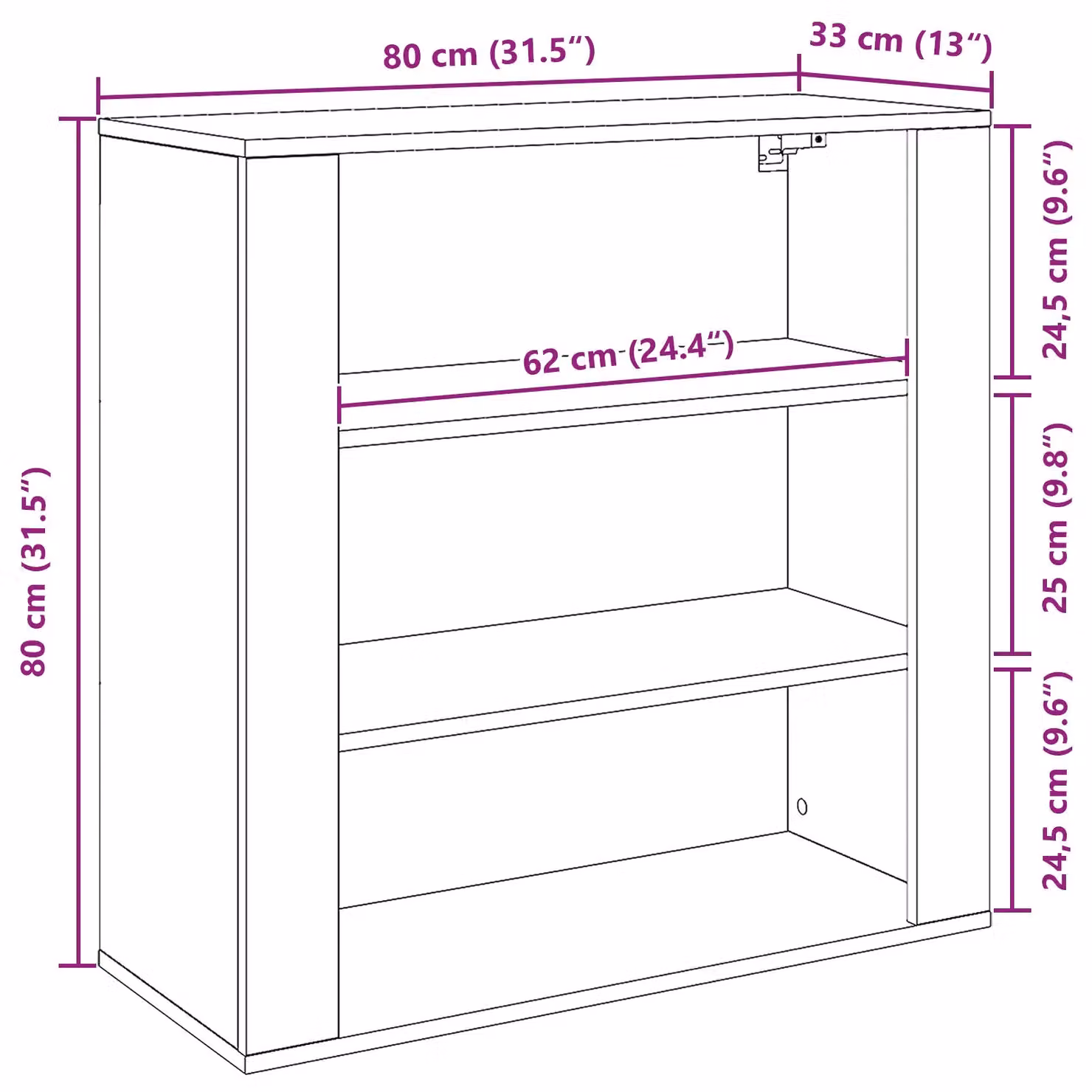 Berkfield Home Black Oak Wall Cabinet, W/D/H: 80 x 33 x 80 cm – 6