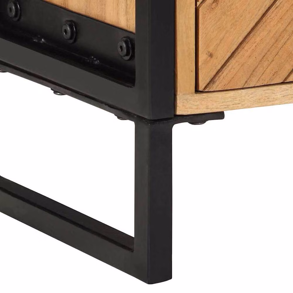 Berkfield Home Industrial Bedside Cabinet in Brown Solid Acacia Wood, W/D/H: 40 x 30 x 50 cm – 5