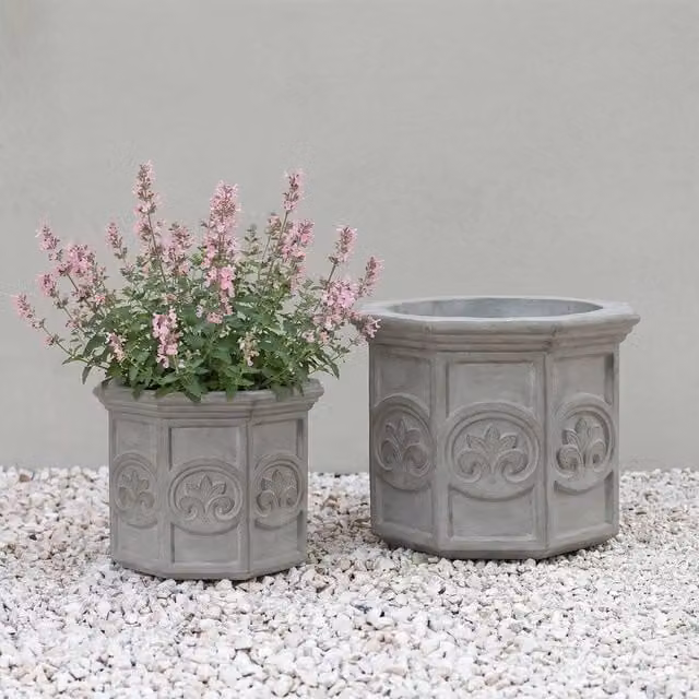 Primrose Galgano Hexagon Shaped Concrete Planter in Grey
