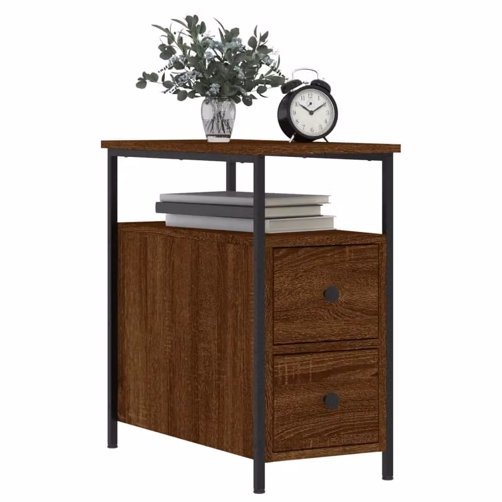 Berkfield Home Set of 2 Brown Oak Bedside Cabinets, W/D/H: 30 x 60 x 60 cm – 3