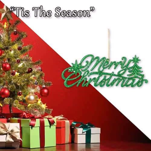 VFM e-Store Merry Christmas Hanging Decoration, Green, W/H: 14 x 20 cm – 5