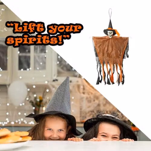 VFM e-Store Hanging Orange Skeleton Halloween Decoration with Light Up Eyes – 6