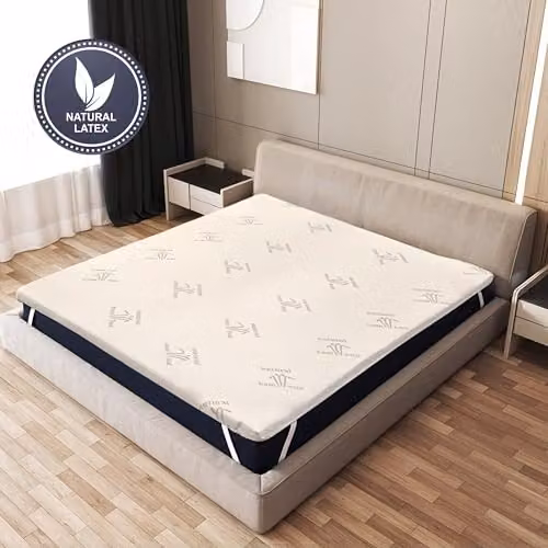 The White Stone Natural Latex Mattress Topper in White, W/D/H: 165 x 195 x 5 cm – 6