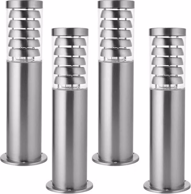 Loops 4 Pack Silver Stainless Steel Outdoor Garden Bollard LED Path Lights – 1