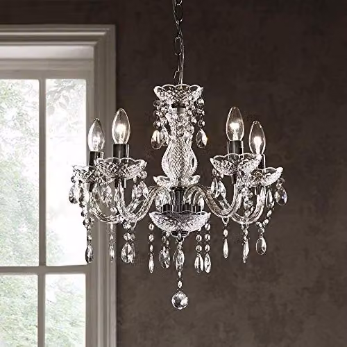 K Living Tuscany 5 Light Ceiling Chandelier in Chrome and Transparent Crystal Drops – 1