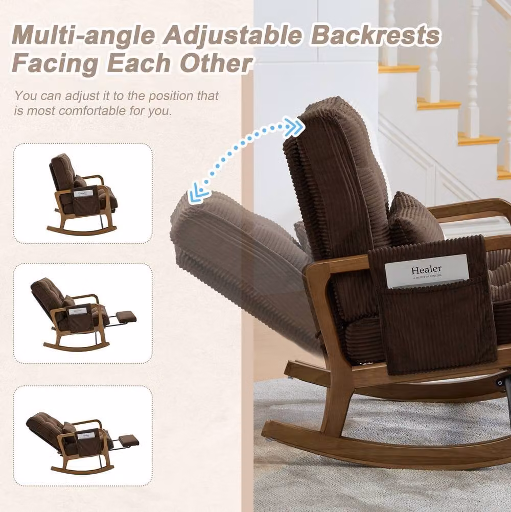 STILVORA Brown Relax Recliner Rocking Chair with Armrests and Adjustable Backrest – 5