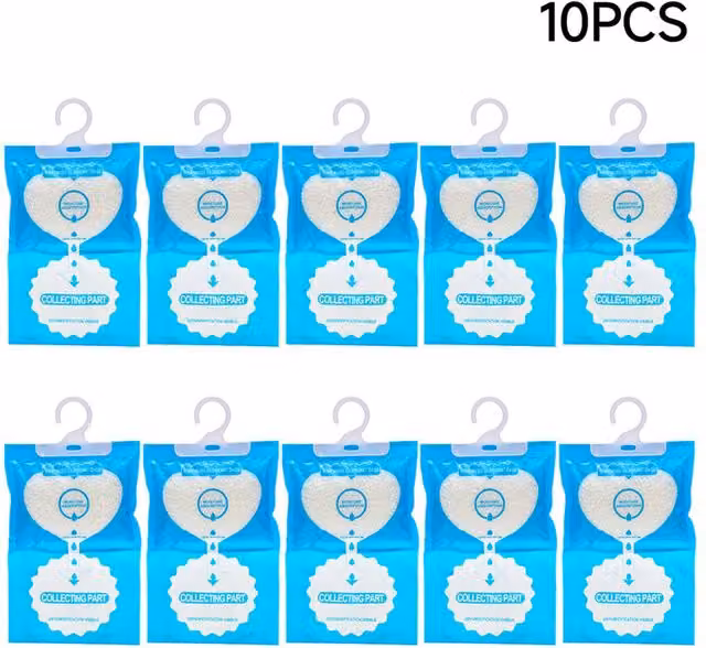 Living and Home 10-Pack Wardrobe Hanging Dehumidifier Bags in Blue