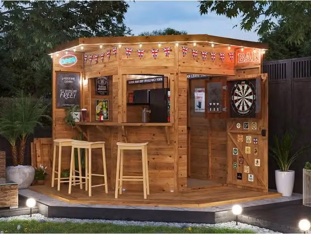 Dunster House Outdoor Hangover Garden Bar III in Brown Wood