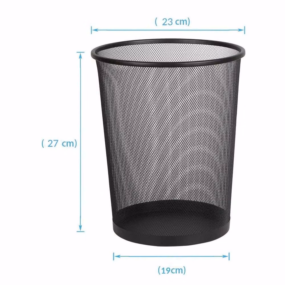 EONLION Black Circular Metal Mesh Wastebasket Trash Can – 2