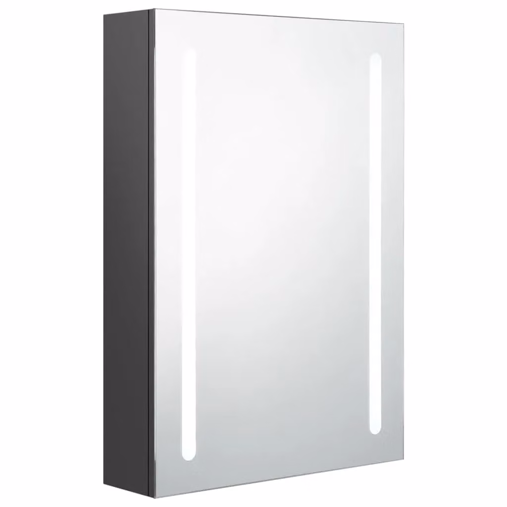 Berkfield Home LED Bathroom Mirror Cabinet in Grey, W/D/H: 50 x 13 x 70 cm – 2