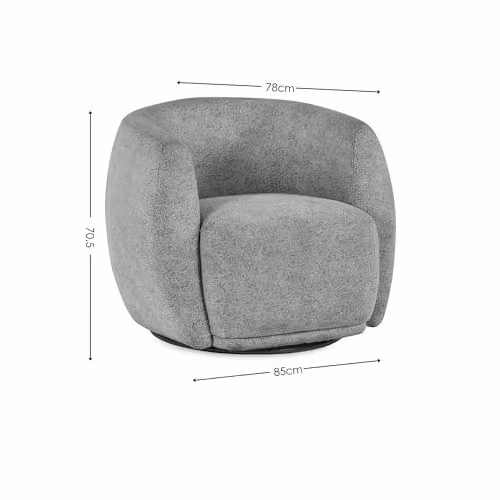 Julian Bowen Bowline Grey Fabric Swivel Tub Chair, W/D/H: 70.5 x 85 x 78 cm – 2