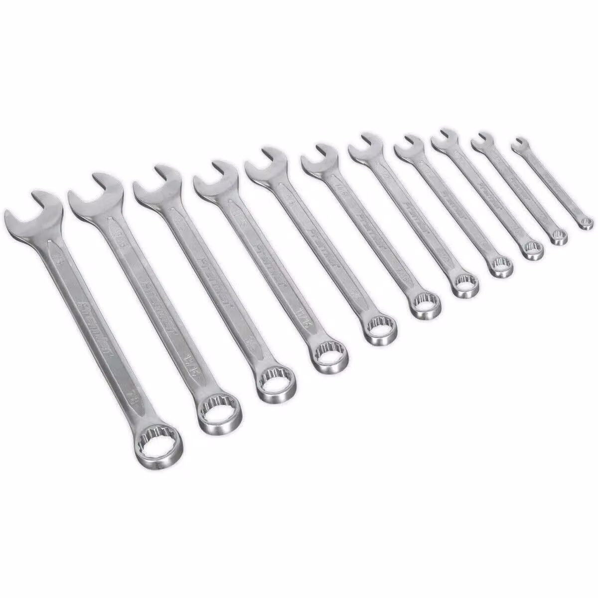 Loops 11pc Slim Handled Combination Spanner Set in Silver and Multicolour Chrome Vanadium Steel – 3