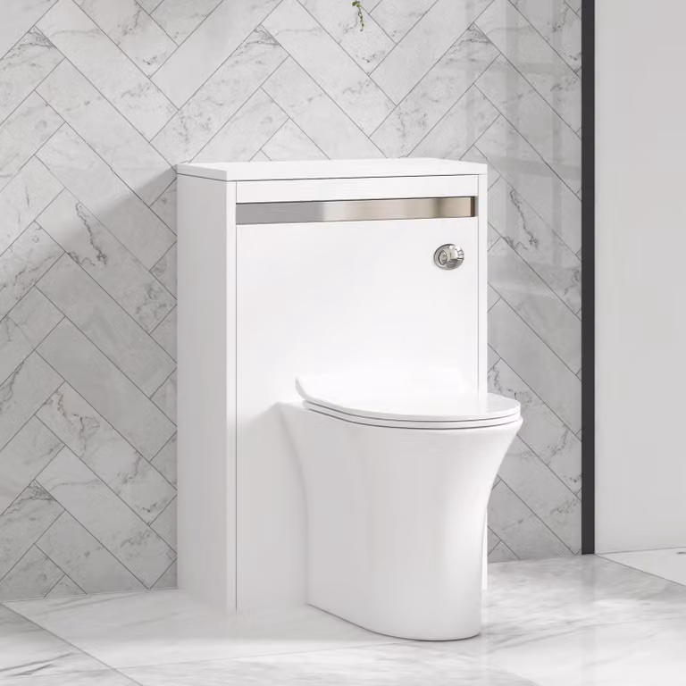 Royal Bathrooms Orion Matt White BTW WC Unit with Breeze Rimless Ceramic Toilet Pan, Slim Seat and Cistern, Width: 54 cm