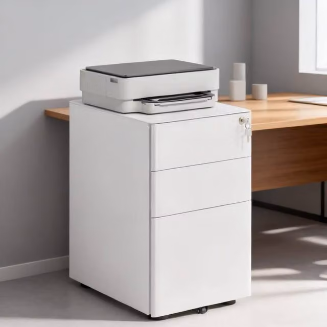 ERGOVEXA Lockable Steel Office Drawer Unit in White