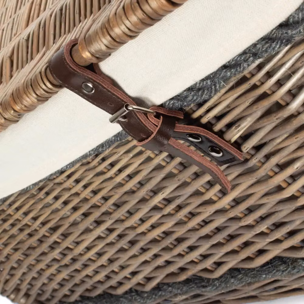 Red Hamper Antique Wash Picnic Basket with Rope Handles in Light Sand and Red, W: 72 cm – 3