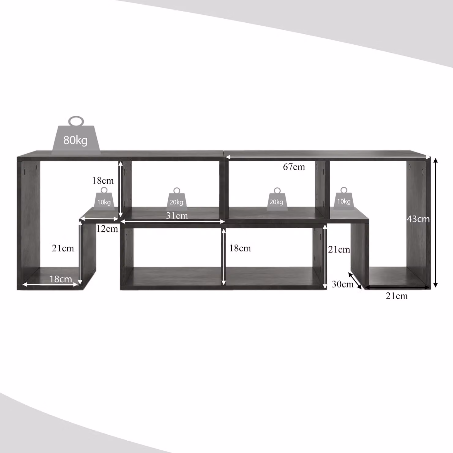 Costway Modern 3 Piece Adjustable TV Console Stand and Entertainment Centre in Grey – 2