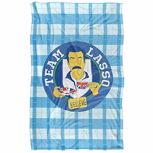 Warner Bros. Ted Lasso Team Lasso Silky Touch Super Soft Fleece Throw Blanket, Blue Multicolour, W/D/H: 91 x 147 cm