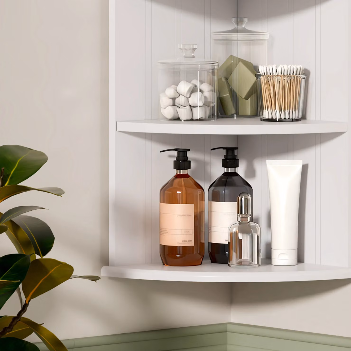 VonHaus Holbrook 3 Tier White Corner Shelf Unit for Wall Mounting or Freestanding Use, W/D/H: 25.5 x 25.5 x 61.0 cm – 2