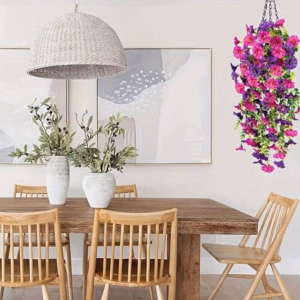 SPETLEK 2-Piece Multicolour Silk Hanging Basket Plants with Mixed Floral Design, W/D/H: 100 x 15 x 15 cm – 5