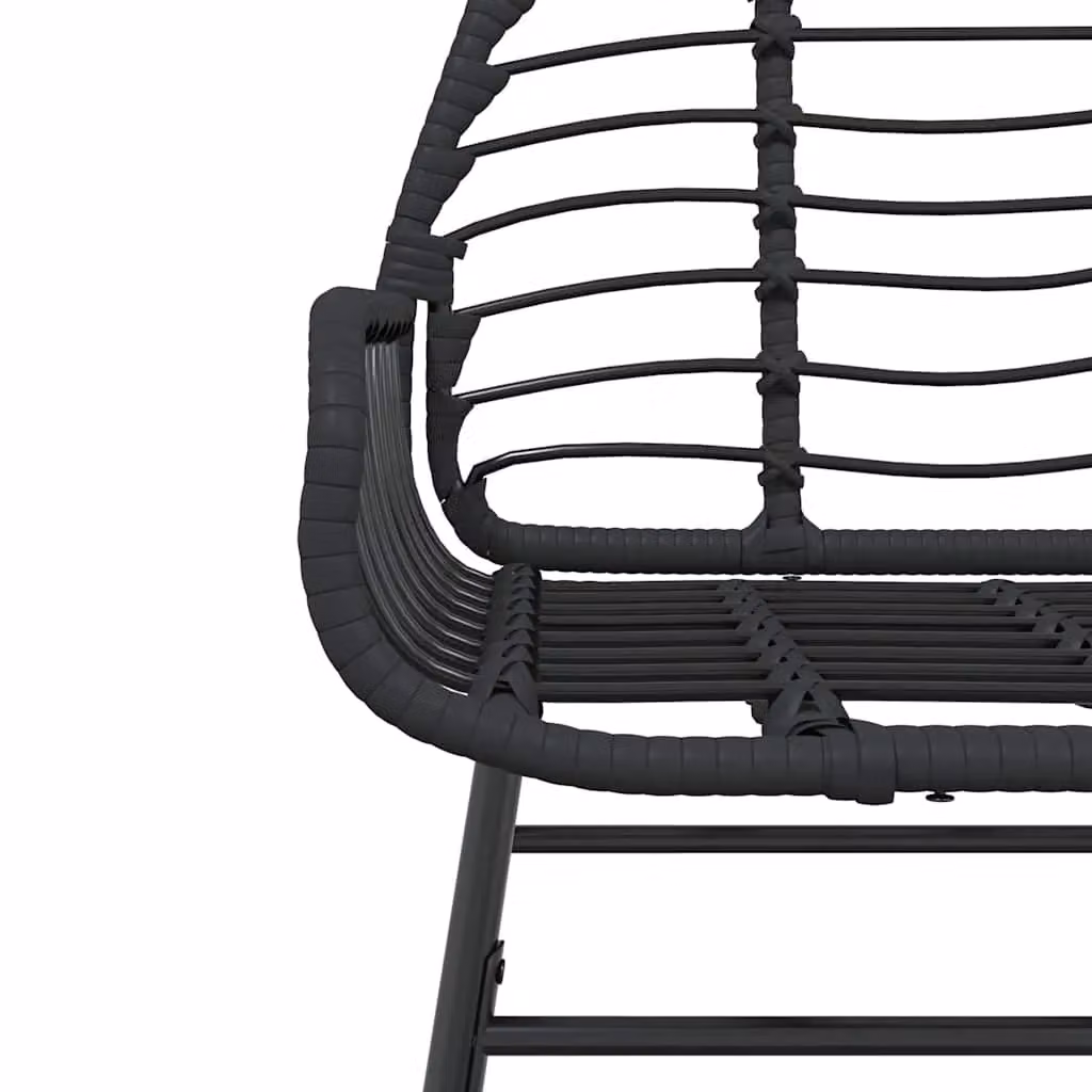 Berkfield Home 5 Piece Modern Garden Dining Set in Black Poly Rattan with Glass Top – 3