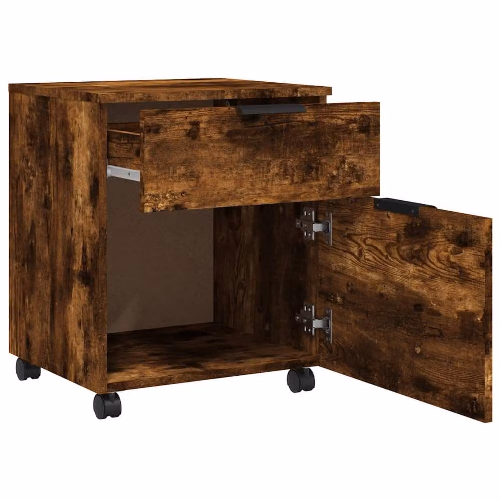 Berkfield Home Mobile File Cabinet with Castors, Smoked Oak Brown, W: 45 cm, D: 38 cm, H: 54 cm – 4