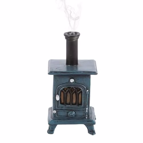 KDMD Rustic Ceramic Stove Shaped Incense Cone Burner in Petrol – 1