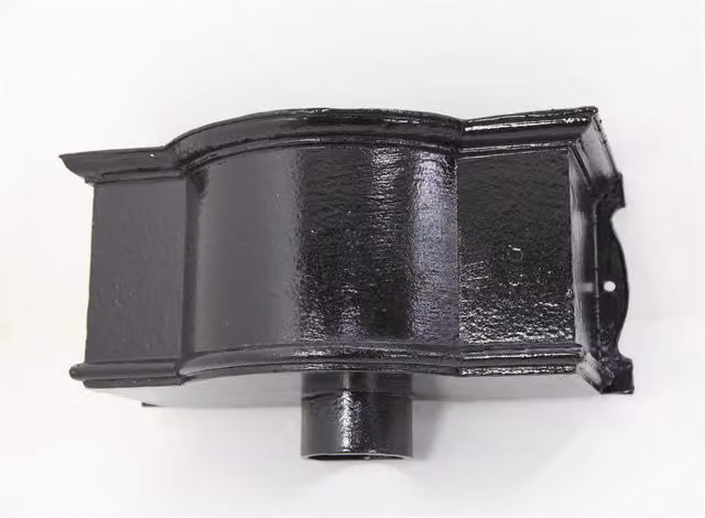 Hargreaves Premier Cast Iron Round Downpipe Hopper Head Bow Fronted Outlet, 65mm, Black