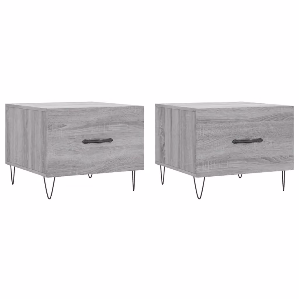 Berkfield Home Set of 2 Grey Sonoma Square Coffee Tables, W/D/H: 50 x 50 x 40 cm