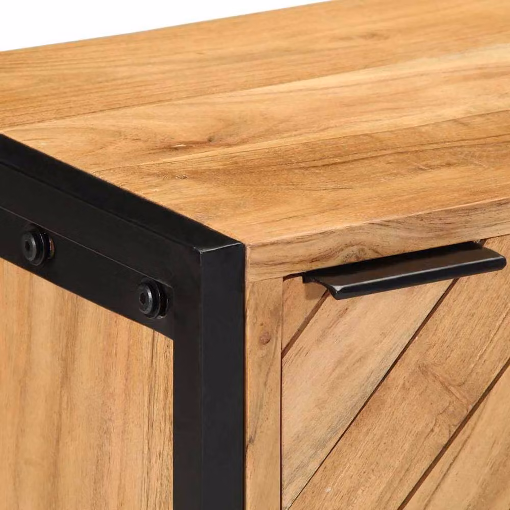 Berkfield Home Industrial Bedside Cabinet in Brown Solid Acacia Wood, W/D/H: 40 x 30 x 50 cm – 4