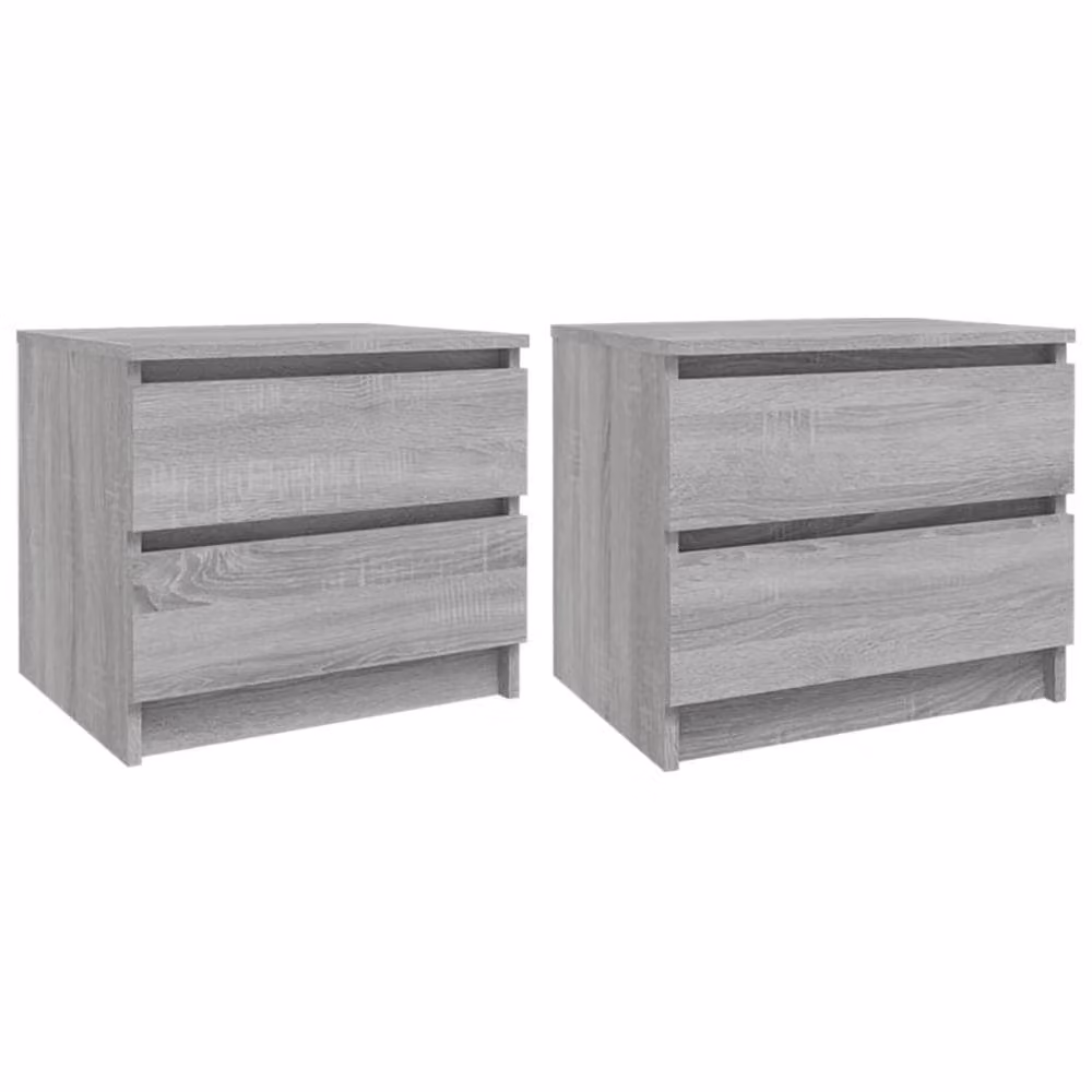 Berkfield Home Set of 2 Spacious Bedside Cabinets in Grey Sonoma, W: 50 cm, D: 39 cm, H: 43.5 cm – 2