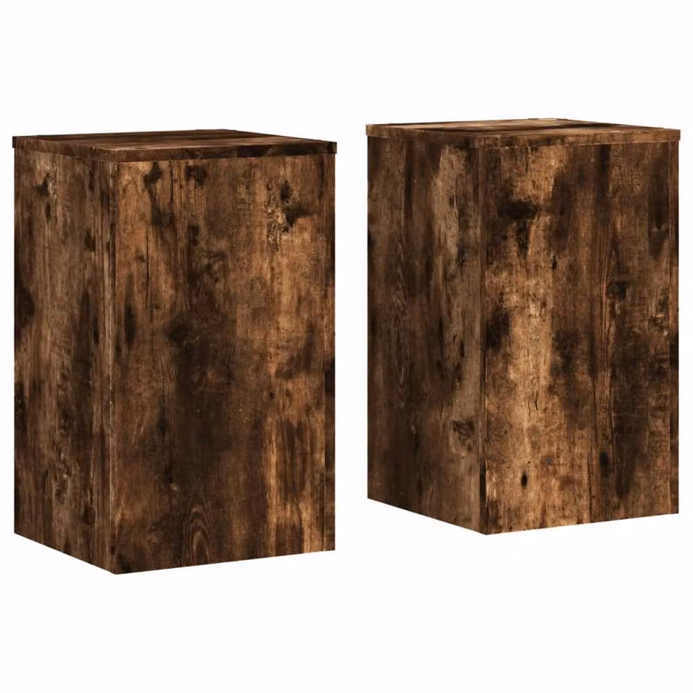 Berkfield Home Set of 2 Modern Smoked Oak Plant Stands in Brown, W/D/H: 30 x 30 x 50 cm – 3