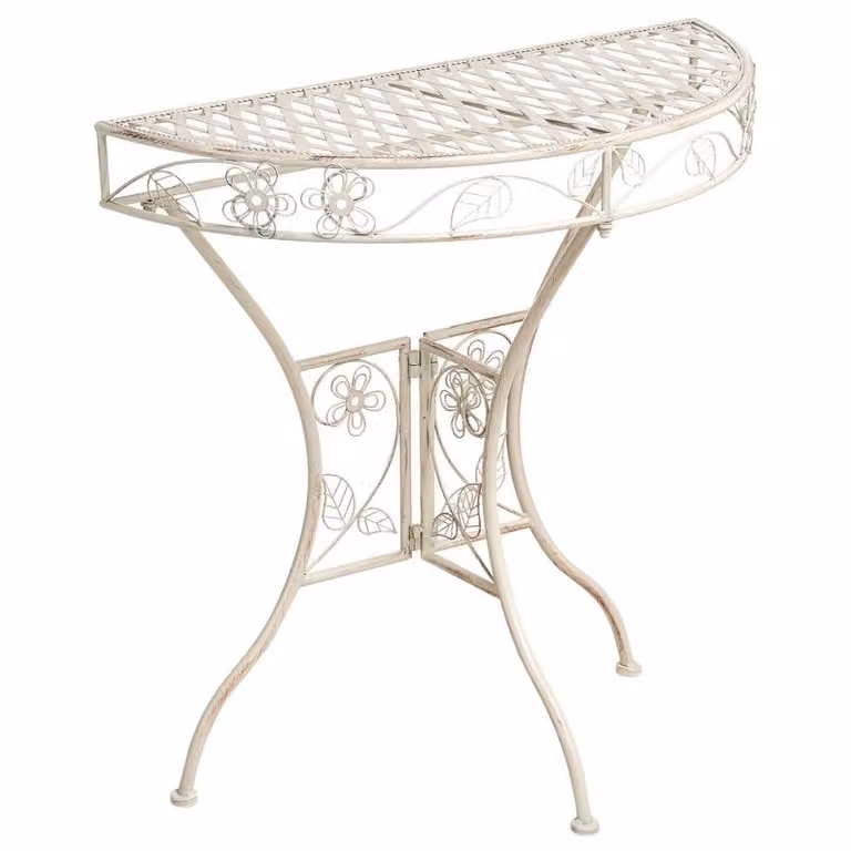 Wyld and Coco Vintage Mediterranean Half-Round Bistro Table in Beige