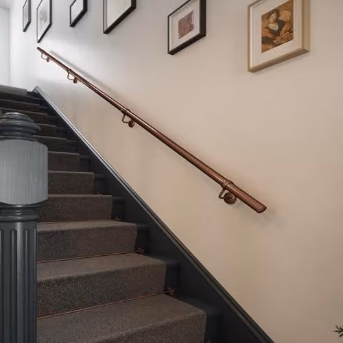 Forgeworks Wall Mounted Steel Staircase Handrail Kit in Copper and Bronze