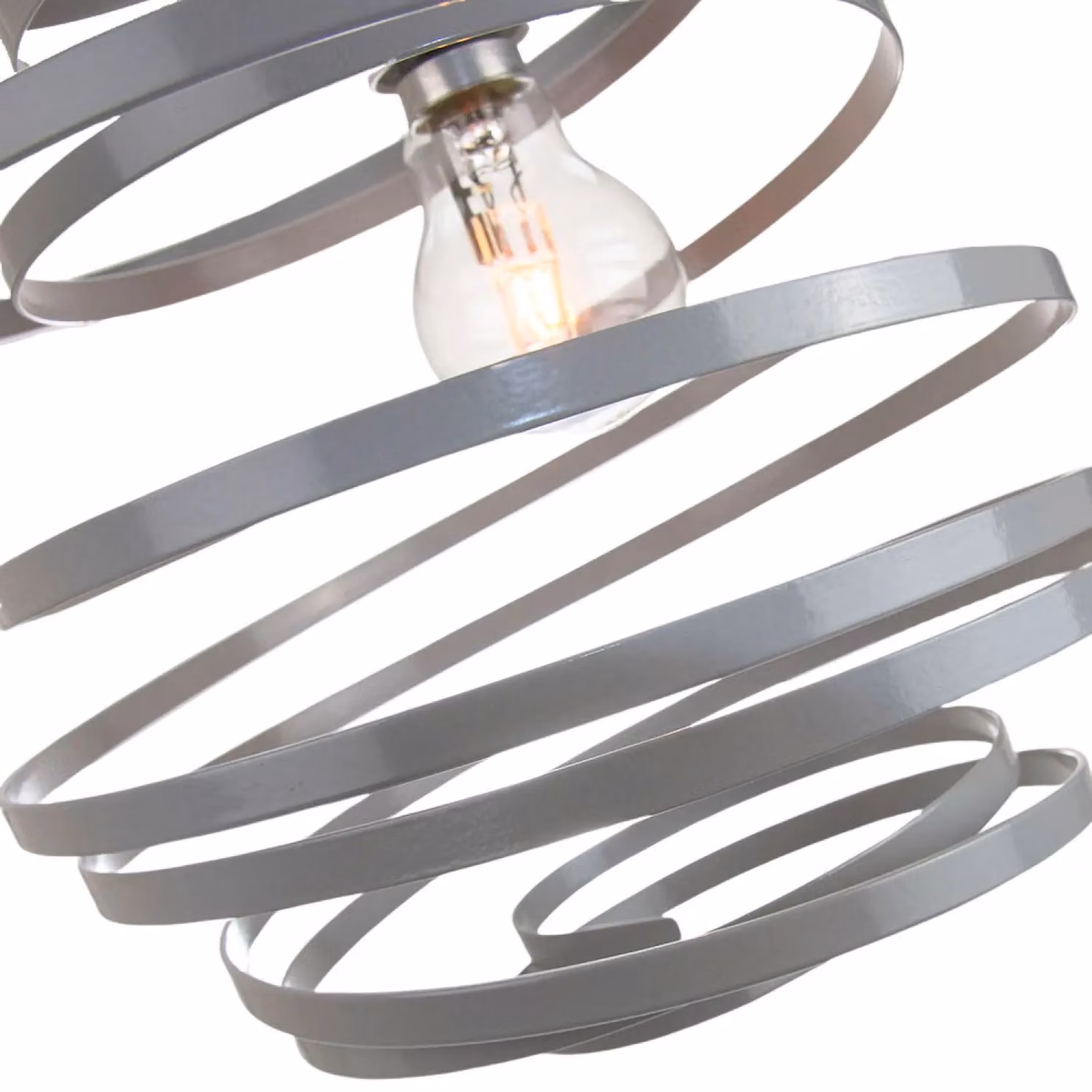 Happy Homewares Gloss Metal Double Ribbon Spiral Swirl Ceiling Light Pendant in Grey, W/D/H: 35.0 x 23.0 x 22.0 cm – 2